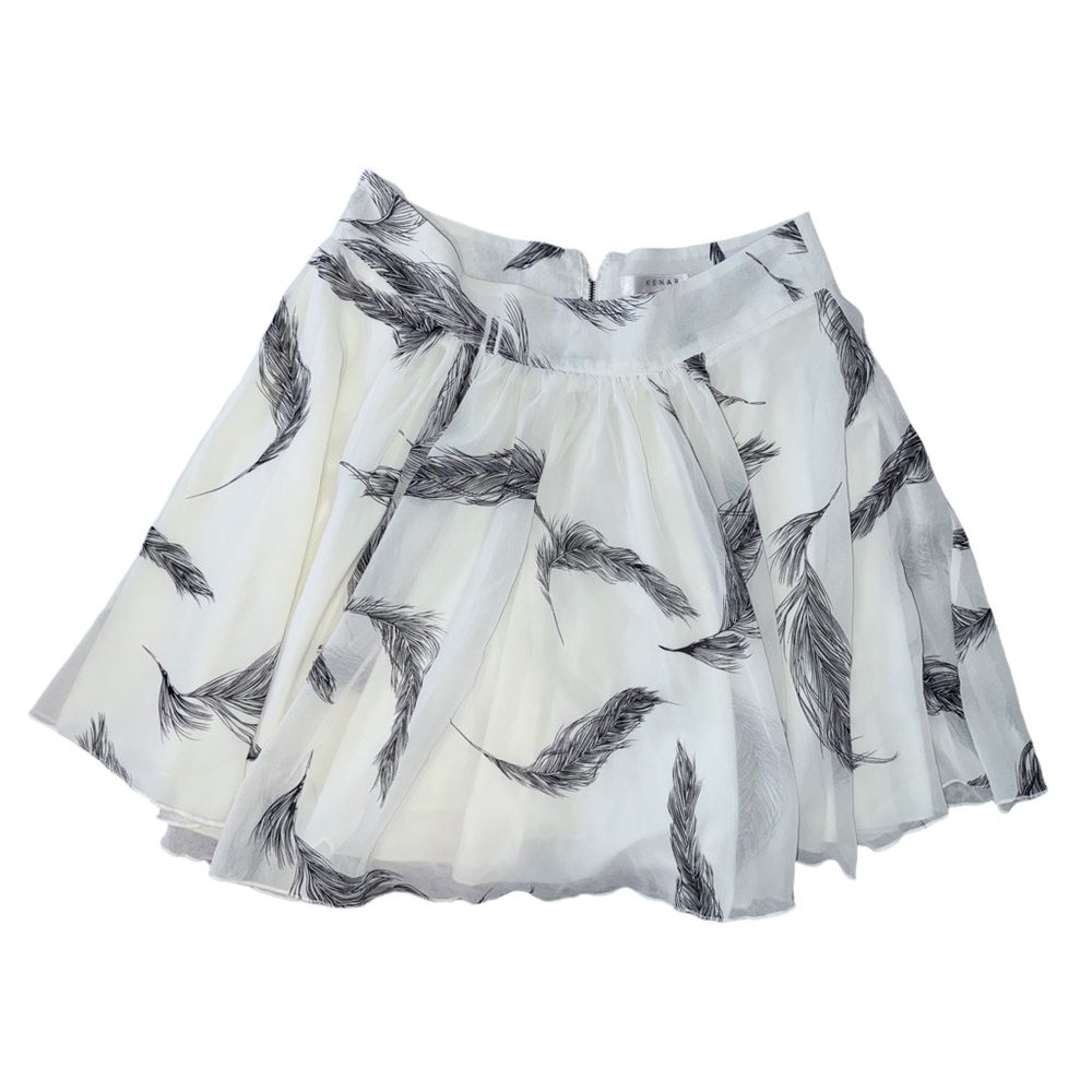 KENAR Elegant Feather Print Skirt